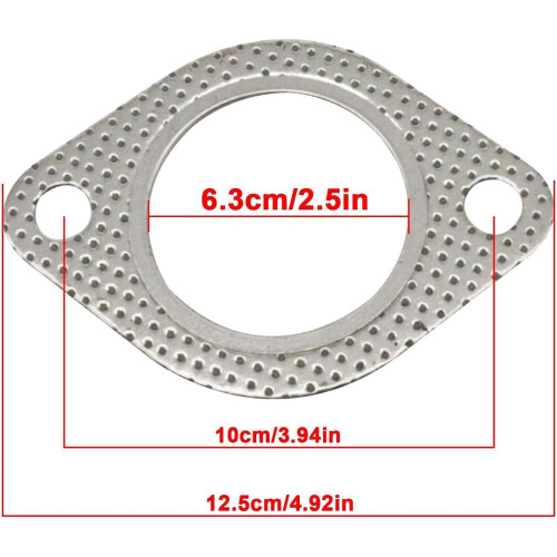 Exhaust pipe flange gasket – Replacement set, 2hole, temperature graphite, 2.5 inches 2