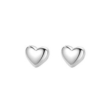 S925 Polished Heart Earrings, Minimalist Cute Stud Earrings for Women