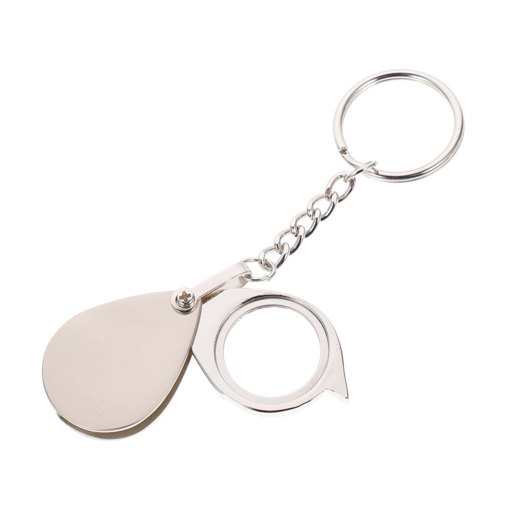 Foldable Magnifier Keychain Metal Keyring Pocket Loupe HD Optical Glass Lens For Jewelry Coins Stamps Travel Crafting