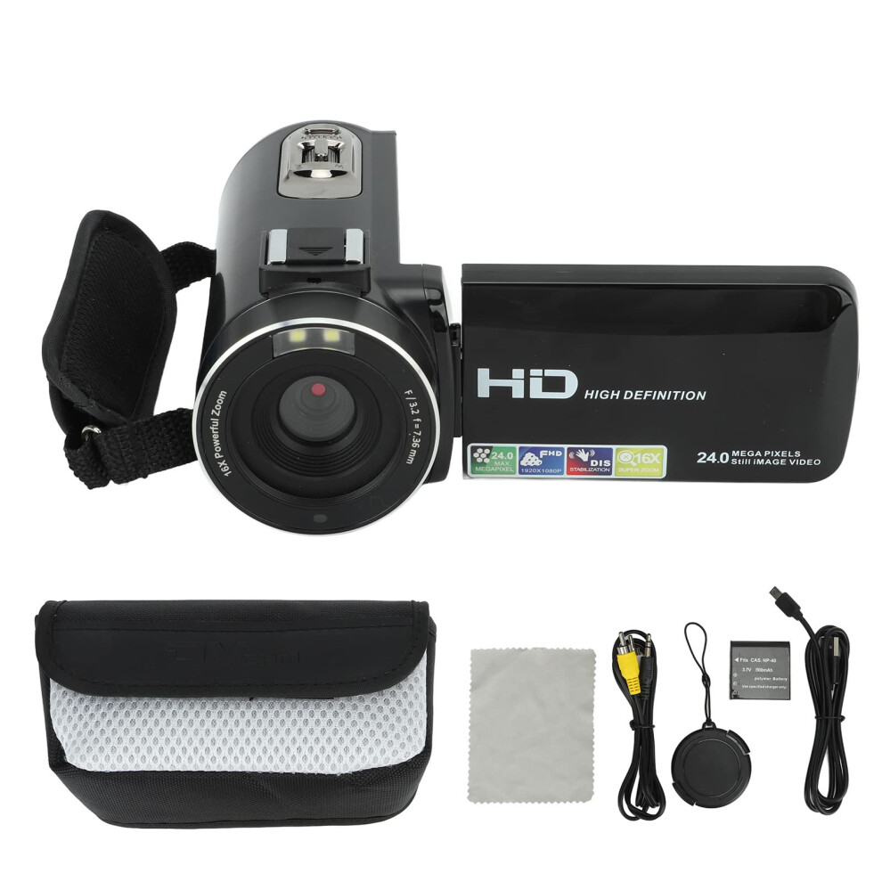 1080P 24Mp 16X Digital Zoom Video Camera Camcorder With 3 Inch Rotating Screen For Vlogging And Recording 9382693642066