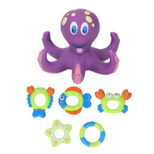 Schwimmendes Baby-Tintenfisch-Badespielzeug mit 5 Ringen, Bildungs- und interaktiv