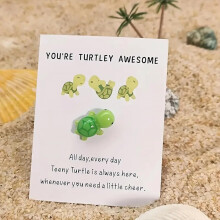 Green Mini Pocket Hug Turtle, Thank You Note Cards Greeting Card Mini Sea Turtle