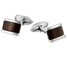 Cufflinks Men's Vintage Stainless Steel Curve Zirconia Cufflinks for Men for Shirt Wedding Brown, Stainless Steel, No cubic zirconia