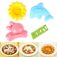4PCS Cute Rabbit Dolphin Sushi Maker Rice Mold Mould Punch DIY Bento Ref: 7118