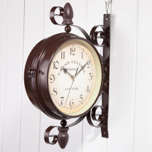 Garden Clocks DoubleSided IndoorOutdoor WallMounted TrainStation Style Vintage Antique Look