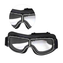 Motorcycle Riding Goggles UV400 AntiFog Lens Adjustable Strap Outdoor Sports Sunglasses Black