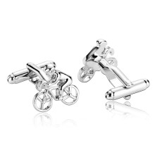 Groom Cufflinks, Cuff Knobs Stainless Steel Silver Bicycle Suit Tuxedo Accessories Jewellery Gift, No gemstone