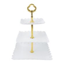 Elegante supporto per torte, supporto per cupcake a 3 livelli per tea party e decorazioni per matrimoni, vassoio quadrato per dessert, supporto da