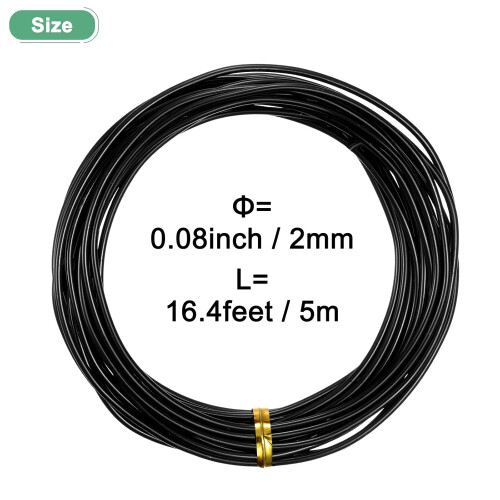 2mm Bonsai Training Wire, 16.4 Feet Anodized Aluminum Wire Black 1