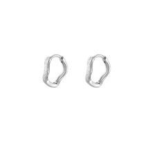 S925 Ripple Texture Ear Cuff for Men, Minimalist Geometric Earring
