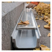 Outdoor Trench Drain with Stainless Steel Grate, Heavy Duty Channel Drain Kit for Garden and Driveway