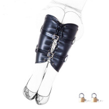 Legs Binding Restaint Leather Sleeve  Leather Leg Restraint Sleeve, Arm Binder, LaceUp, Locking Shanks, Black