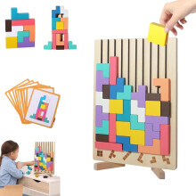 mivoza Wooden Stacking Game Tetris, Tetris Wooden Game, 3D Game, Puzzle Brain Interaction