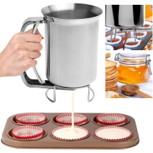 Smetdispenser i rostfritt stål, trattkakdispenser med avtagbart handtag och droppfri pip, högkapacitetsdesign för jämn hällning, mat