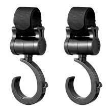360 Degree Swivel Rotation Stroller Hook, Rotatable and Anti-Drop Hook with Easy to Install and Use Design, Strong Velcro Fastening Straps for