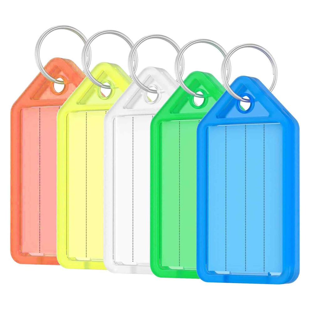 Label Window Key Tags For Easy Id, Split Ring Transparent Cover Quick Identification Durable Pp Material For Portable Key Tags, Key Labels With Ring 9358999680347
