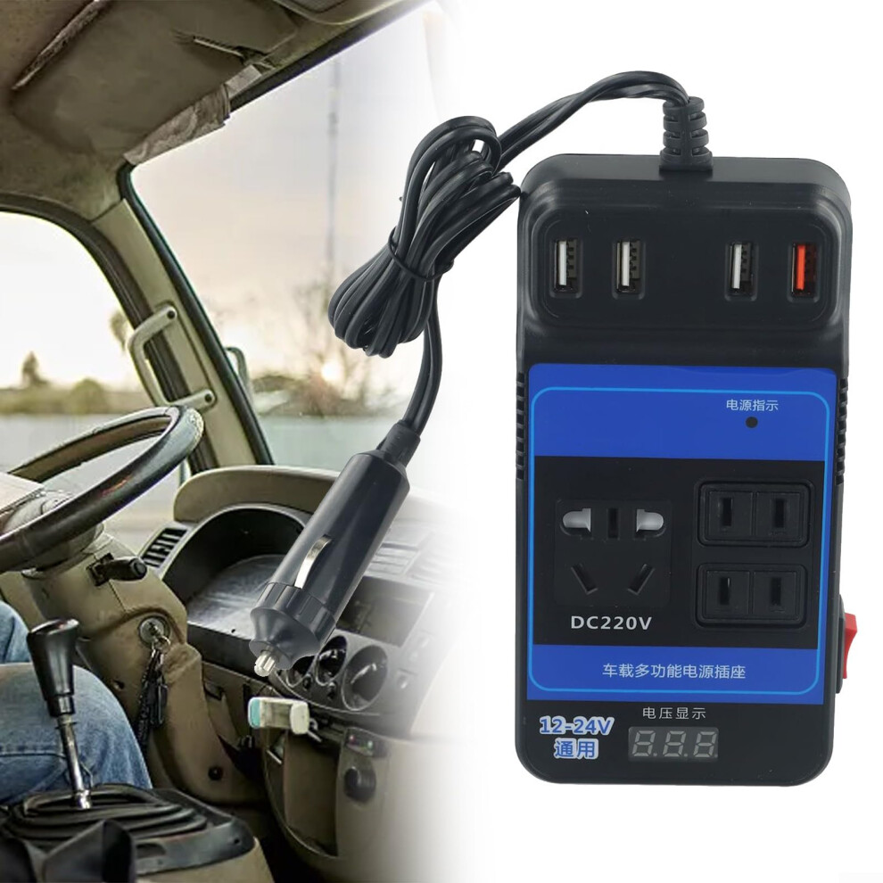 Car Power Inverter 12V/24V To 110V/220V With Lcd Voltage Display And Usb Ports For Vehicles 9382693643247