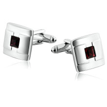 Stainless steel cufflinks, men's shirt cufflinks, single CZ square silver purple cufflinks