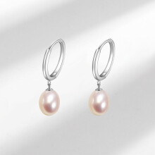 S925 Freshwater Pearl Ear Cuff, French Vintage Oval Pearl Earring