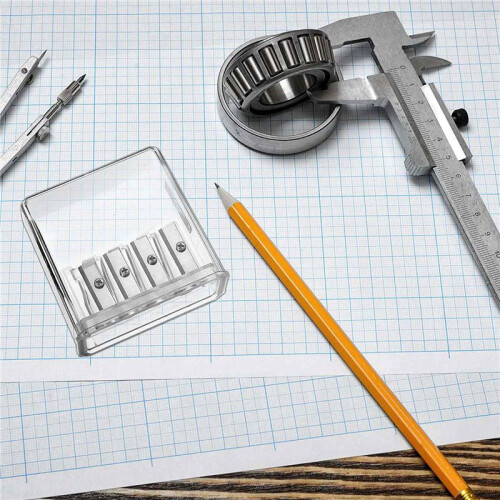 4Pcs Carpenter Pencil Sharpener Long Point Manual Pencil Sharpener with Plastic Lid 4 Holes Handheld Pencil Sharpener 2