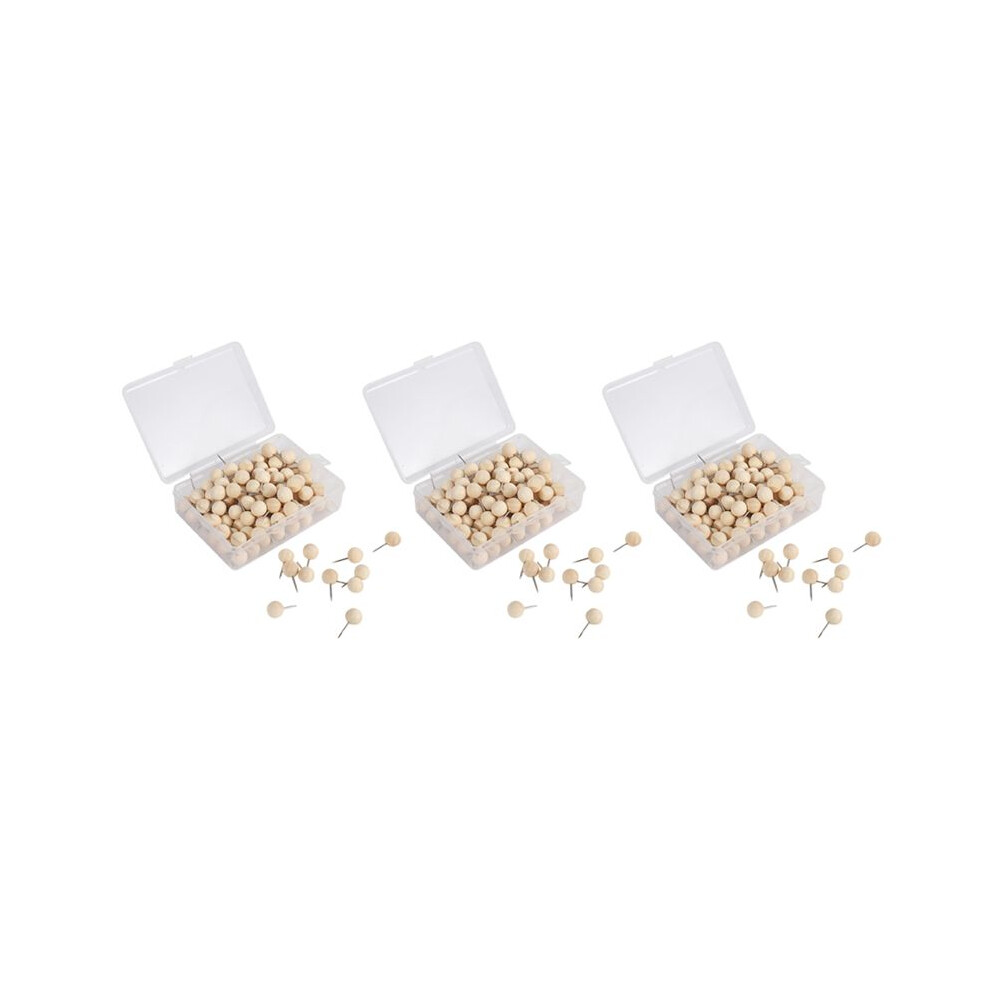 390Pcs Round Wood Decorative Push Pins, Wood And Steel Needle Point Thumb Tacks For Photos, Maps And Cork Boards 6032861524474
