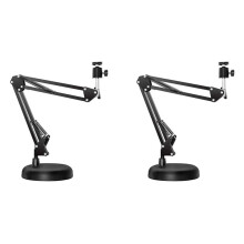 2X Webcam Stand for Desktop Suspension Boom Scissor Arm Stand with Upgraded Round Base,for  Webcam