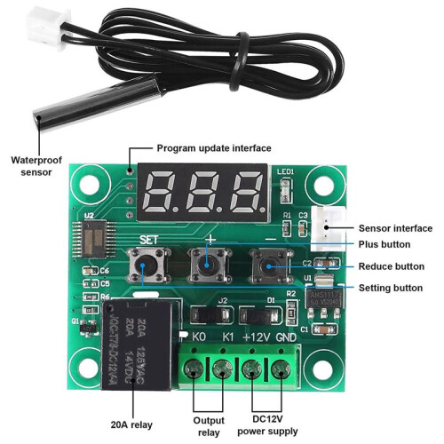 W1209  12V Digitale Temperatuur Controller Board -50-110C Elektronische Temperatuur Temp Regelmodule Schakelaar (3-Pack) 2