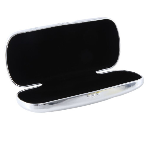 2X Glasses Case, Aluminum Hard Shell Eyeglasses Case Striped Spectacles Box Black Lining 1