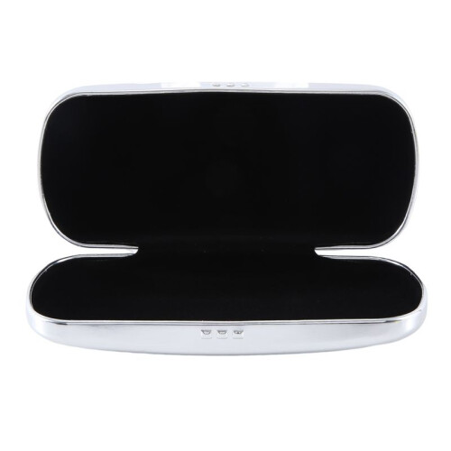 2X Glasses Case, Aluminum Hard Shell Eyeglasses Case Striped Spectacles Box Black Lining 2