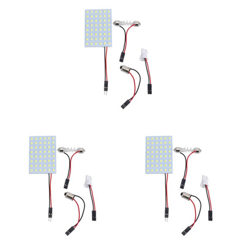 3X White 1210 SMD 48 LED Car Interior Dome Light Panel W T10 BA9S Festoon