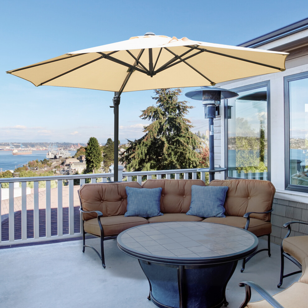 Outsunny 3(M) Garden Banana Parasol Patio Cantilever Hanging Umbrella Beige