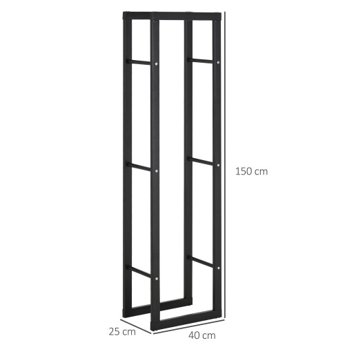 Homcom HOMCOM 150cm Metal Firewood Log Holder Rack Elevated Design, Base Side Rails 2