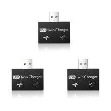 3X Portable  USB Hub to 2 Port Charger Hub Adapter USB Splitter Dual USB Charging Extender for Phone Computer Black