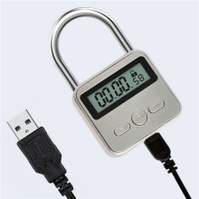 3X Metall-Timer-Sperre, LCD-Display, Elektronische Multifunktionszeit, 99 Stunden, Max. Timing, Wiederaufladbares USB-Timer-Vorhängeschloss, Silber