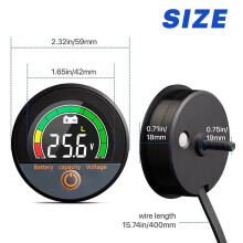 2X 12V 24V 48V 60V 84V Waterproof IP67 Battery Capacity Voltage Meter with Backlight LCD and Low-Voltage Alarm