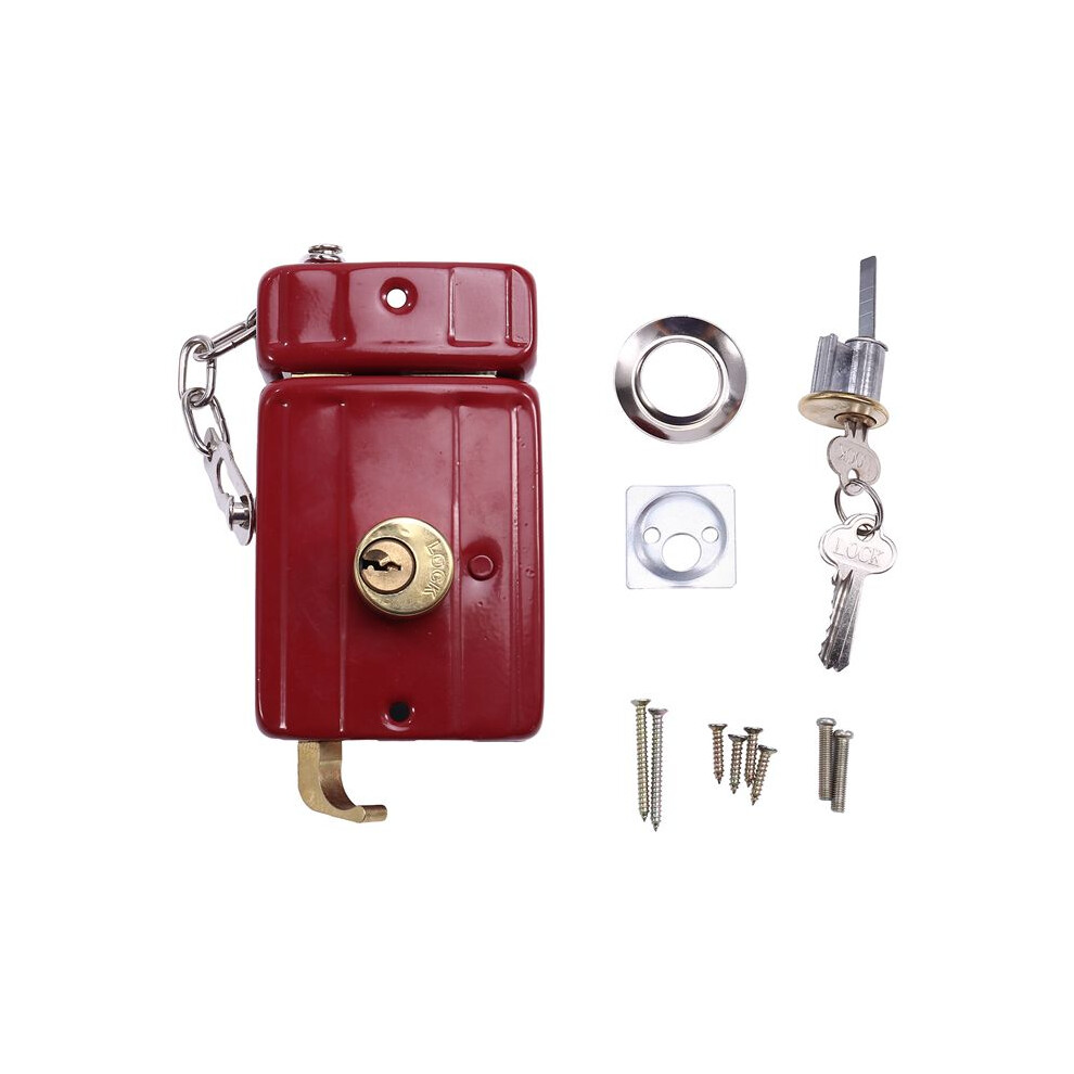 Red Cast Iron Anti-Theft Lock Exterior Door Multiple Insurance Security Household Indoor Dormitory With Key Wooden Door Lock