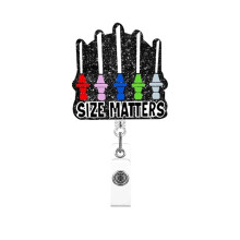 Glittery acrylic ID card holder, retractable, with 360 swivel alligator clip, name tag holder (purple)