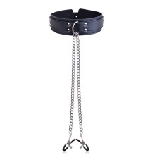 BDSM Collar Nipple Clamps Bondage Leather Collar Adjustable Nipple Clamps Rivet Reinforcement Set For Men Women Couples