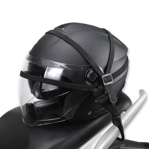 Black Retractable Helmet Elastic Rope Strap 90cm Motorcycle Luggage Strap