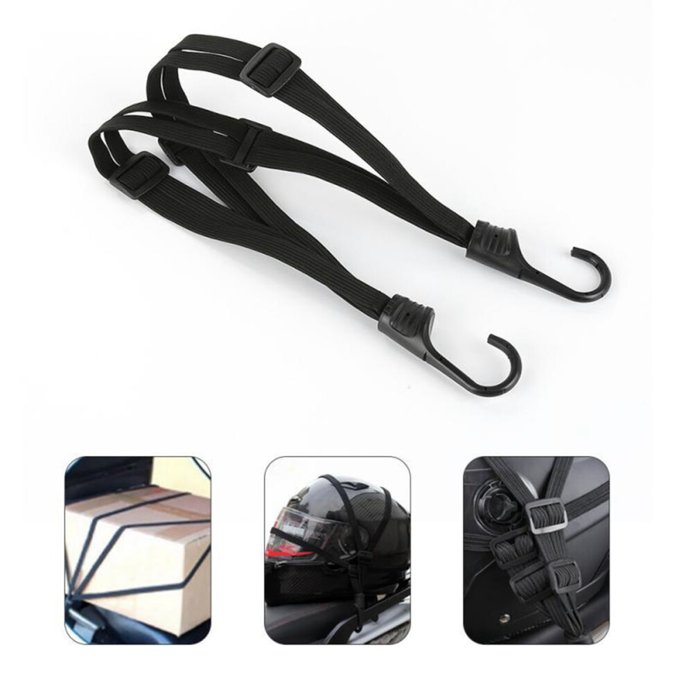 Retractable Helmet Elastic Rope Strap 60Cm Motorcycle Luggage Black 3371373232945