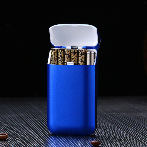 Adjustable Blue Plastic & Iron Cigarette Case, 12x6cm, Dual Use