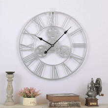 Outdoor Garden Wall Clock With Retro Wrought Iron Gear Design, Waterproof, Model B, Indoor Decoration