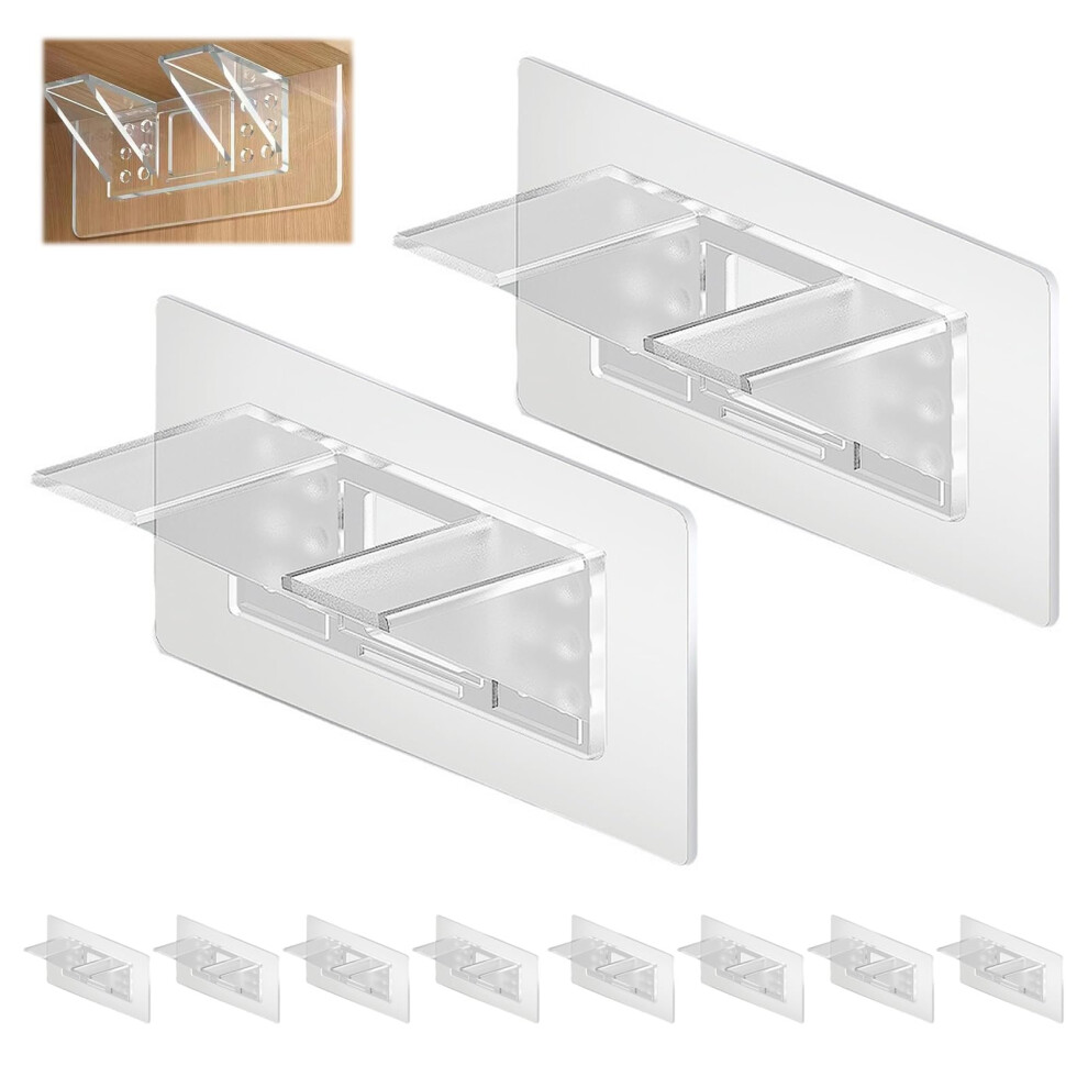 Transparent Shelf Brackets Acrylic Reinforced Design No Drilling Invisible Braces 9382693644558