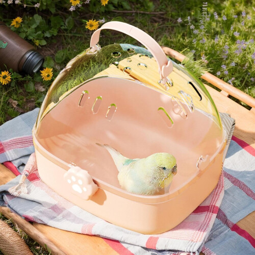 Hamsterträgerkäfig for transport, portable compact panoramic view, pink 1
