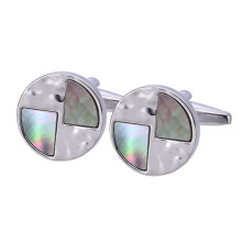 Men's Stainless Steel Cufflinks, Round Cufflinks with Triangle Shell Shirt Cufflinks,  Gold Silver Cufflinks