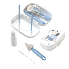 Baby Bottle Brush Set Portable Travel Kit With Nipple Brush, Straw Brush, Drying Rack, Soap Dispenser And Storage Case