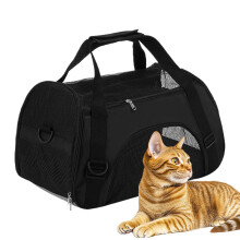 Portable pet carrier Breathable multifunctional travel box for kittens, suitable for travel, hiking, camping, and outdoor activities, black