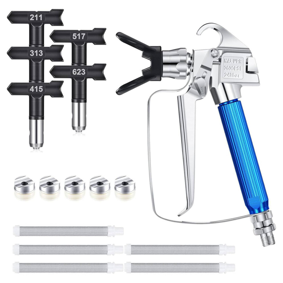 Airless Paint Sprayer Gun 5 Nozzles 5 Paint Gun Filters With Nozzle Cover For Ships 9347817950588