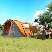 Outsunny Camping Tent Dome Pop-up Tent  with Windows for 4 Person Orange