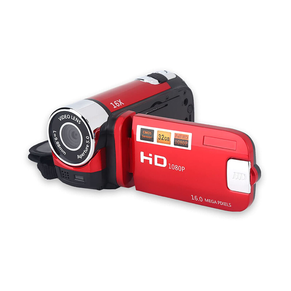Video Camera Camcorder, Full Hd 720P 16Mp Digital Video Dv Camera, 270 Rotation, Cmos Sensor, 2.7 Inch Screen, 16X Digital Zoom (Red) Red 9382693645166